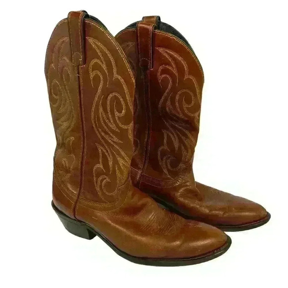 Santa Fe Boot Co. Cowboy Boots Tan Brown Leather Men 8.5D main image 8